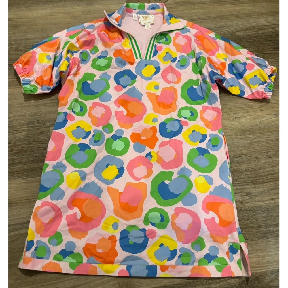 Emily McCarthy XS Pink Multicolor Animal Print Shift Dress (with pockets!)